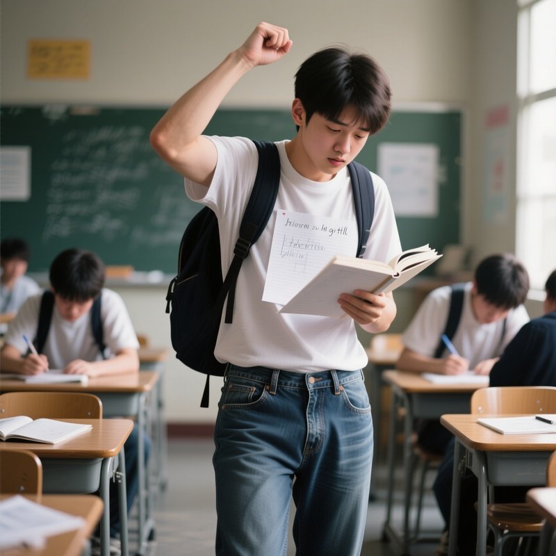 Photorealistic Image: A Student Realizing Their Homework Is Still In Yesterday’S Pants.