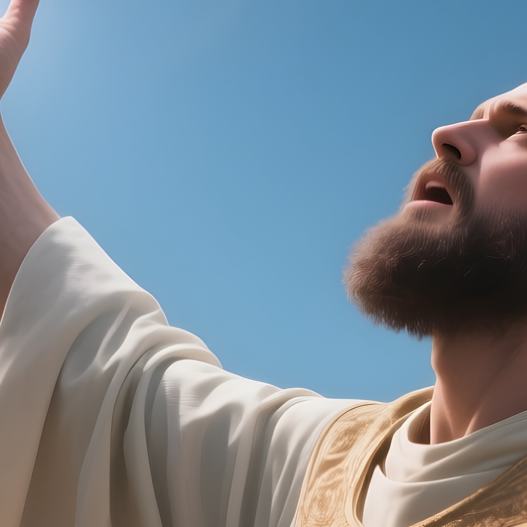 Photorealistic Image: A Thunder Priest Calling Lightning From Clear Skies. - Full Resolution Quality Preview