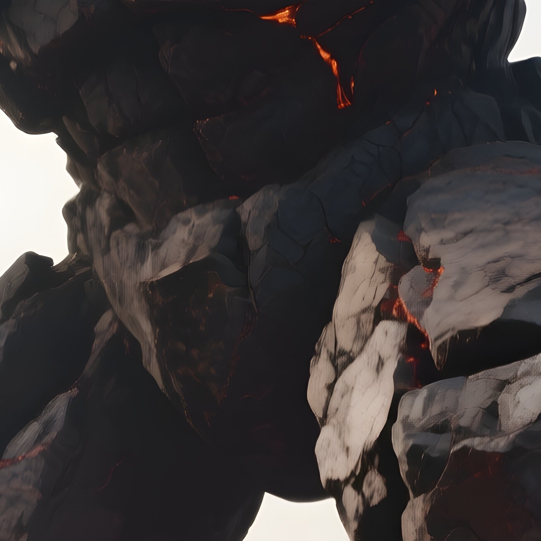 Photorealistic Image: A Titan Size Golem Made Of Volcanic Rock. - Full Resolution Quality Preview