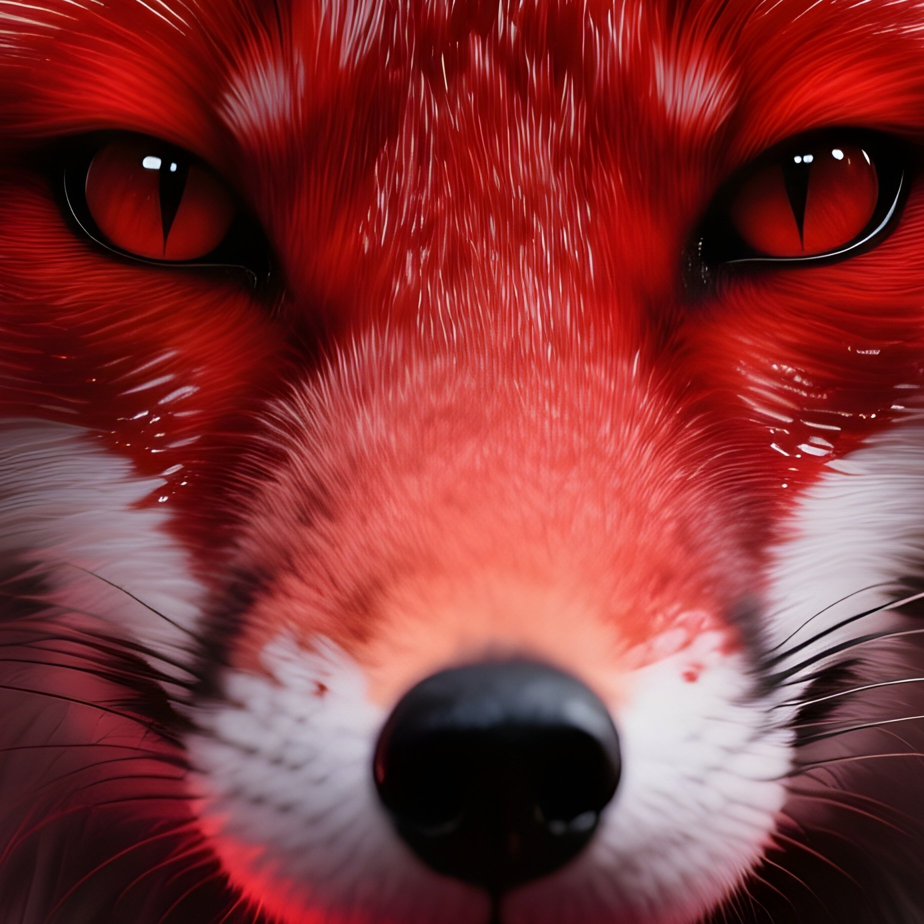 Photorealistic Image: A Vampire Fox With Blood Red Glowing Fur. - Full Resolution Quality Preview