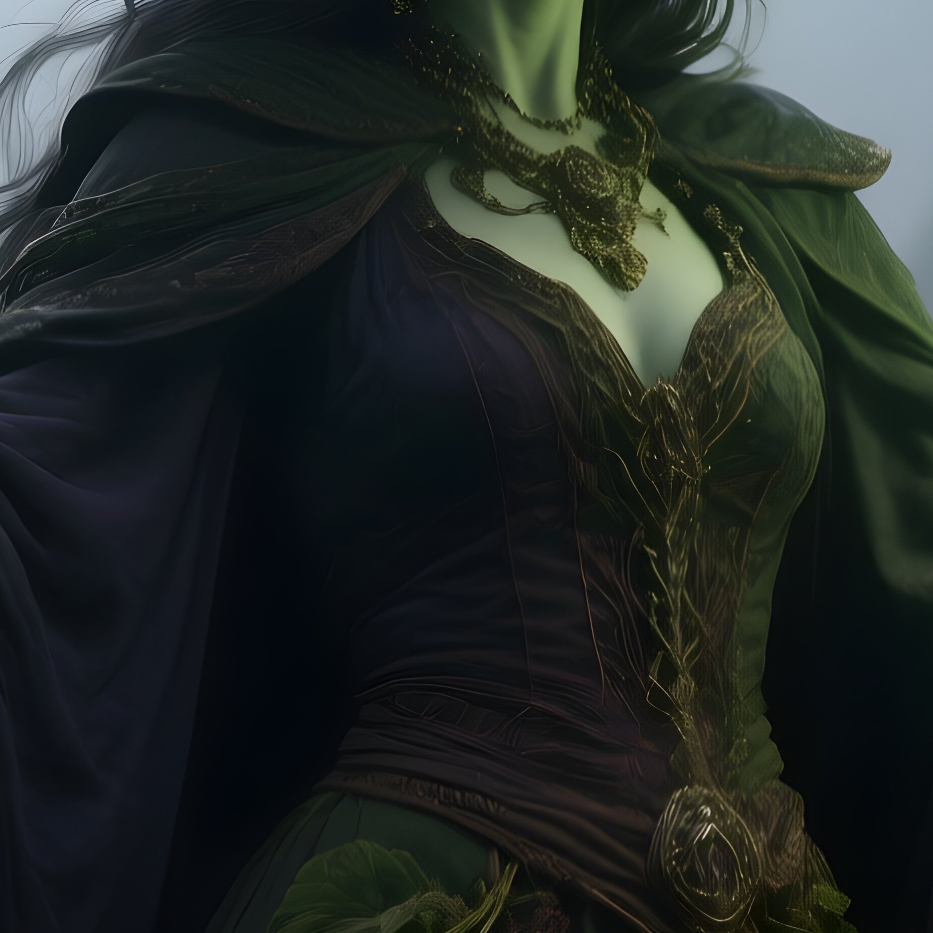 Photorealistic Image: A Vine Witch Commanding Glowing Plant Spirits. - Full Resolution Quality Preview