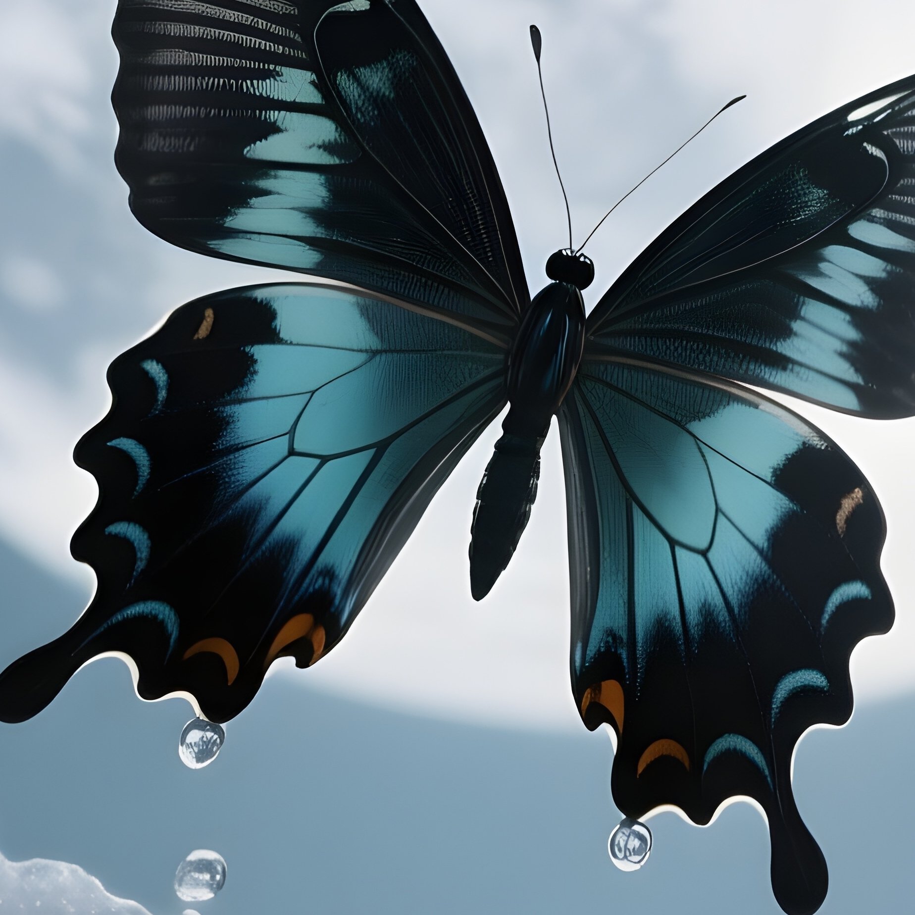 Photorealistic Image: A Water Butterfly Hovering Above Moonlit Waves. - Full Resolution Quality Preview