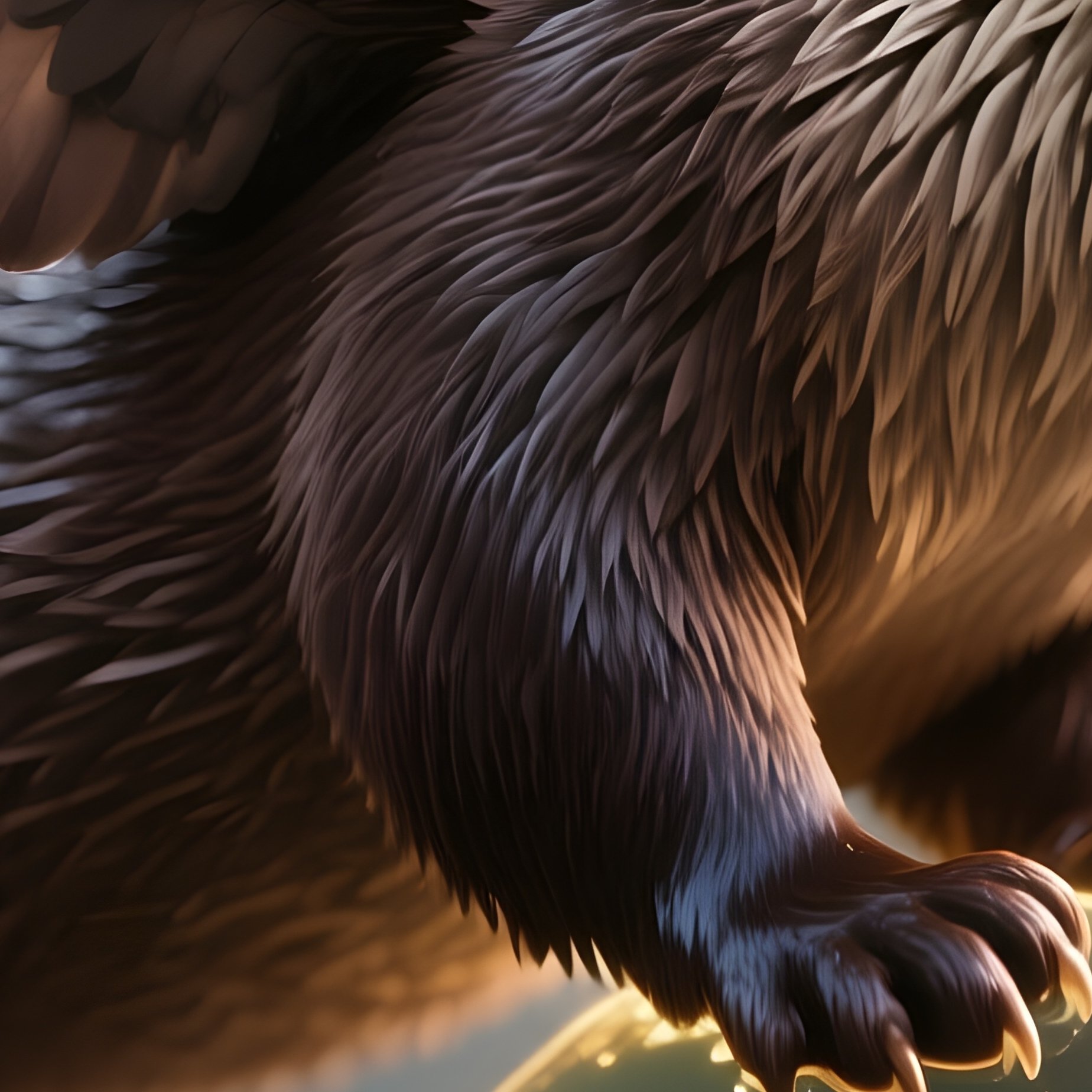 Photorealistic Image: A Winged Otter Riding A Glowing Water Droplet. - Full Resolution Quality Preview