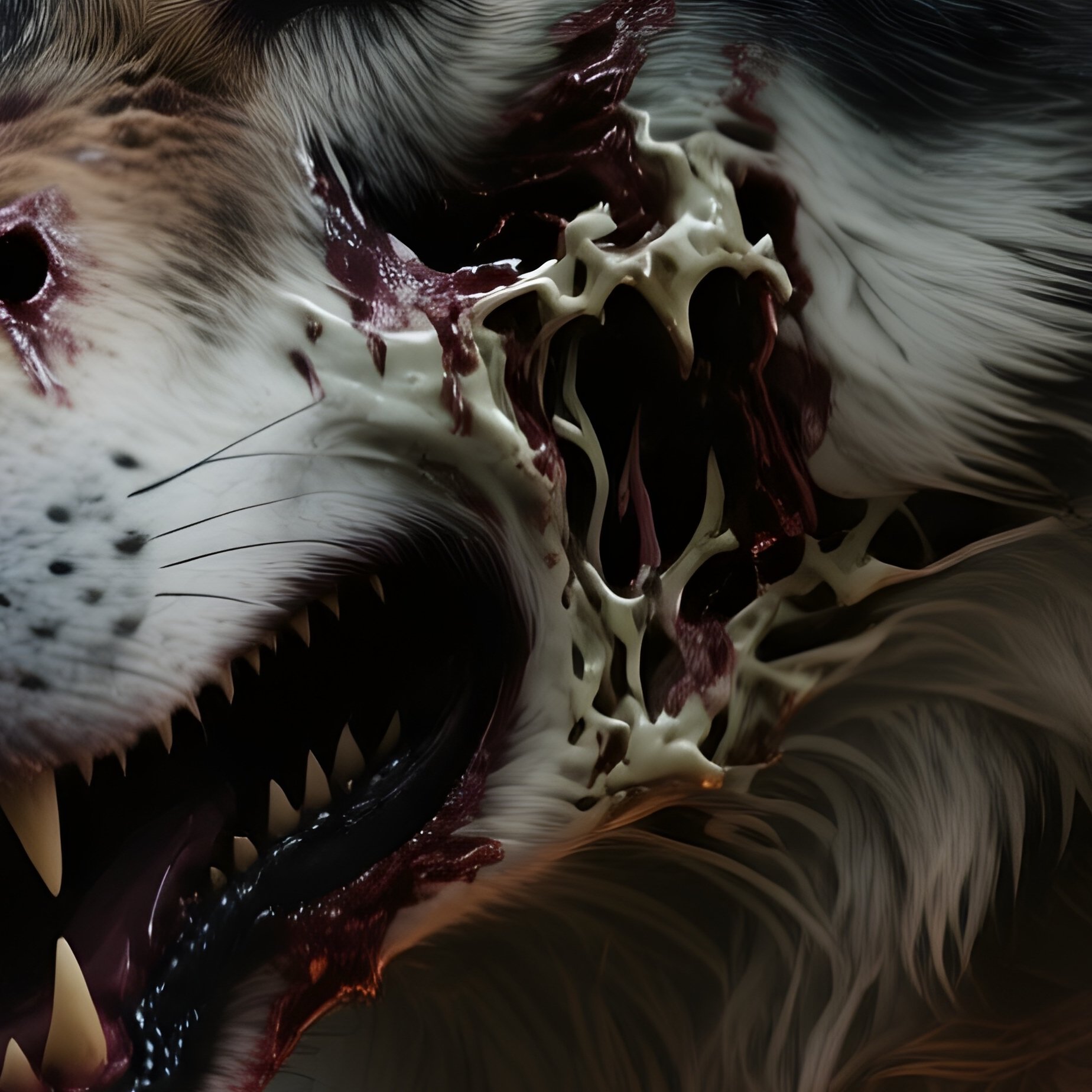 Photorealistic Image: A Zombie Wolf With Glowing Bones. - Full Resolution Quality Preview