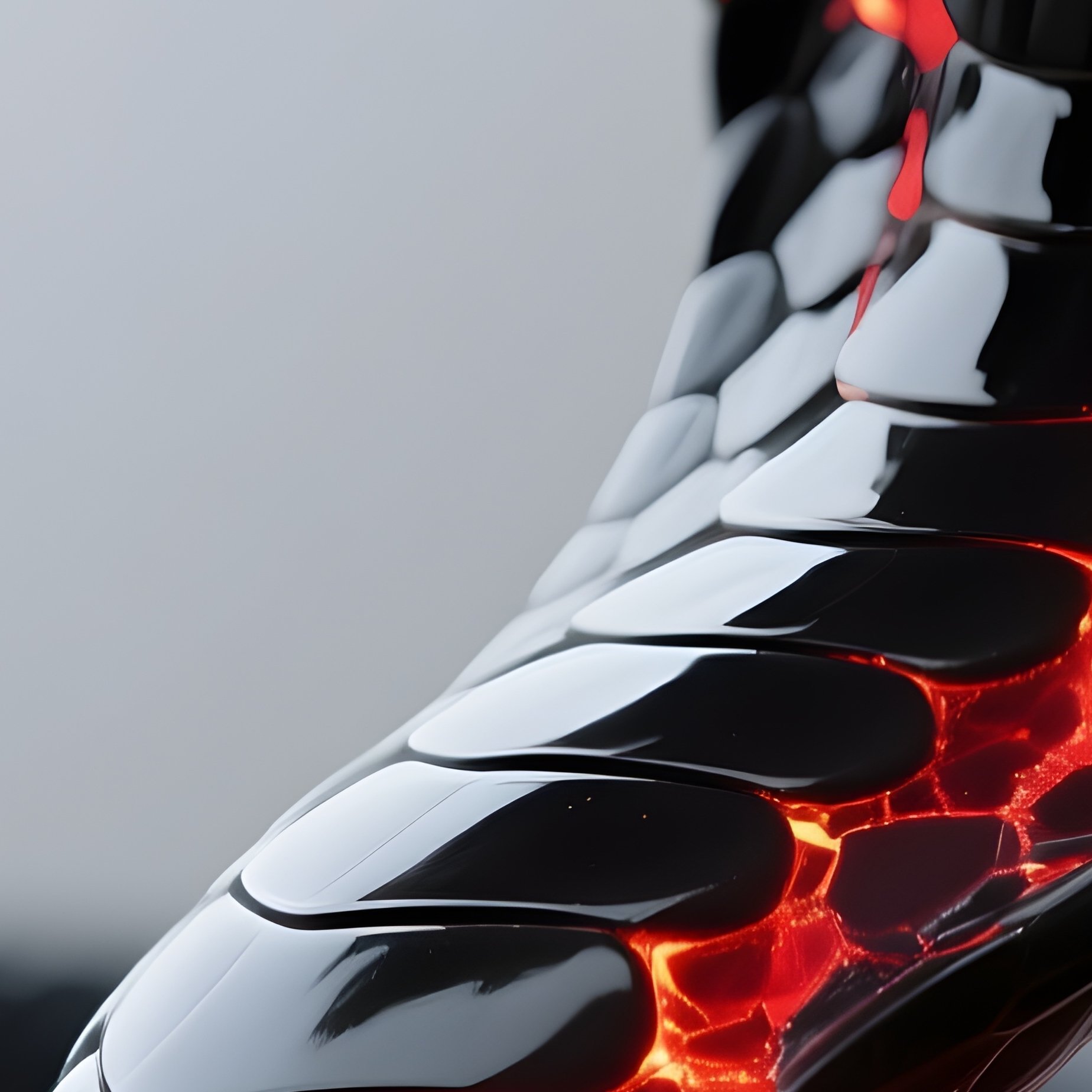 Photorealistic Image: An Obsidian Serpent Glowing With Internal Cracks Of Red Fire. - Full Resolution Quality Preview