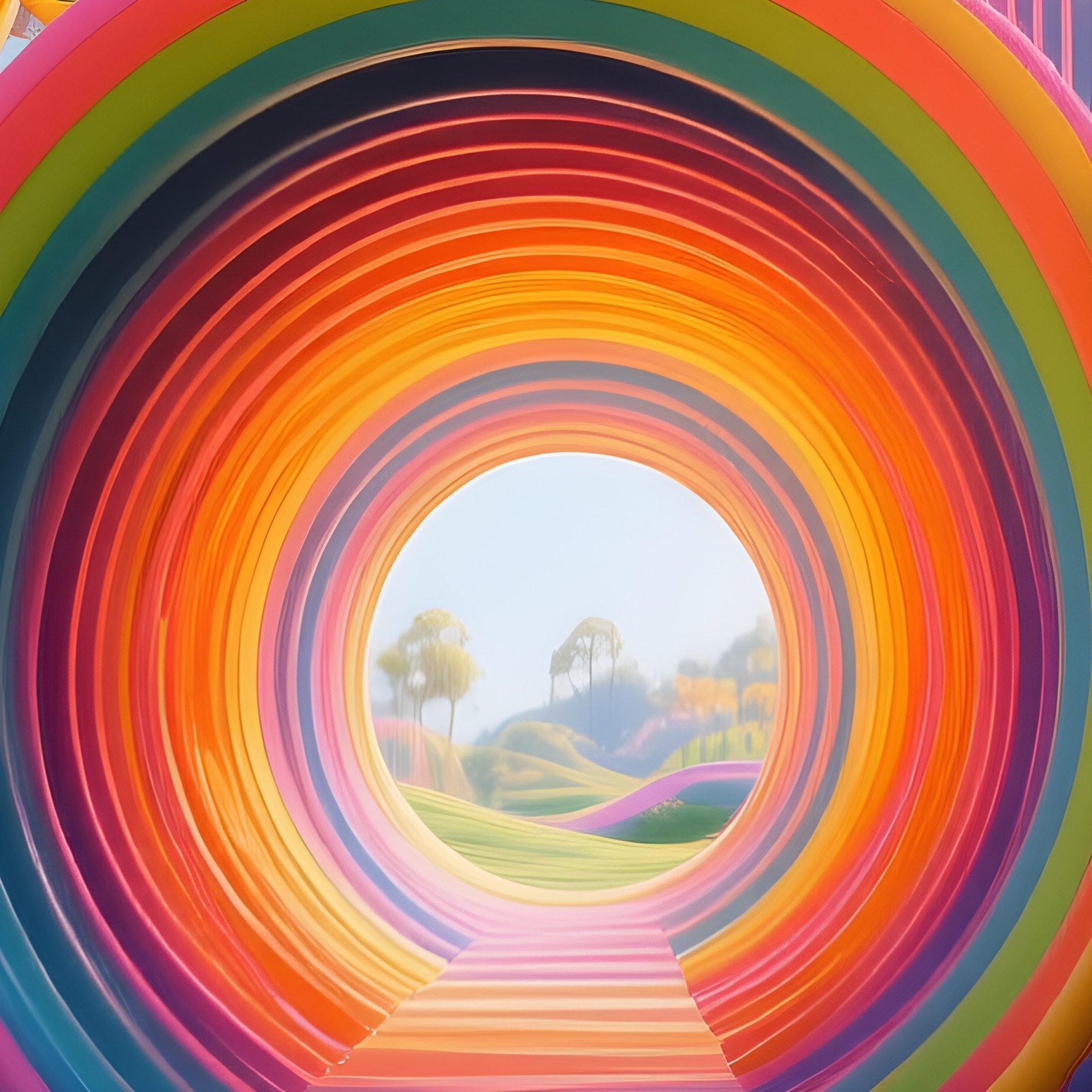 Photorealistic Image Bright Tunnels And Slides Intertwined In A Giant Indoor Play Maze - Full Resolution Quality Preview