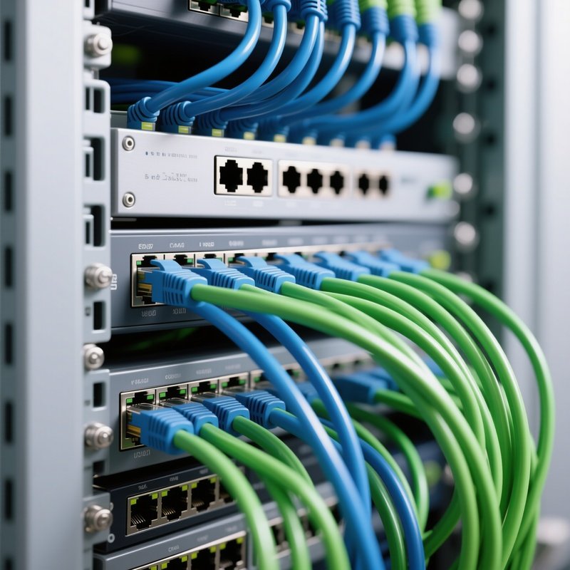 Photorealistic Image Of Ethernet Cables And Switches