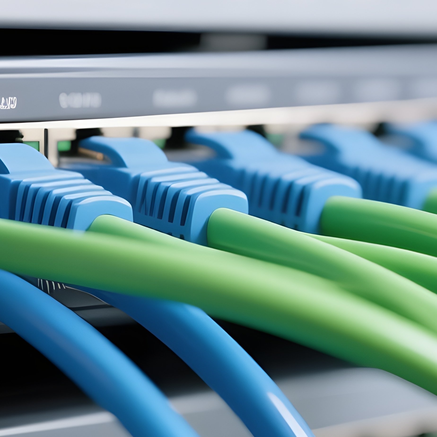 Photorealistic Image Of Ethernet Cables And Switches - Full Resolution Quality Preview
