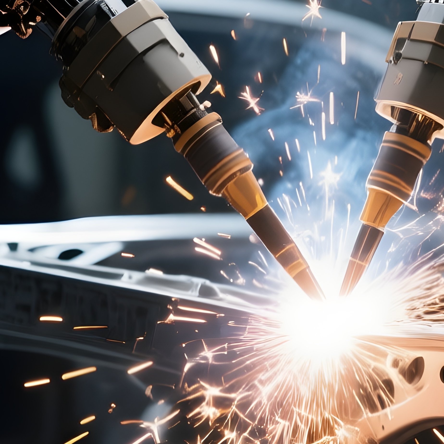 Photorealistic Image Of Robotic Arms Welding Car Frames - Full Resolution Quality Preview