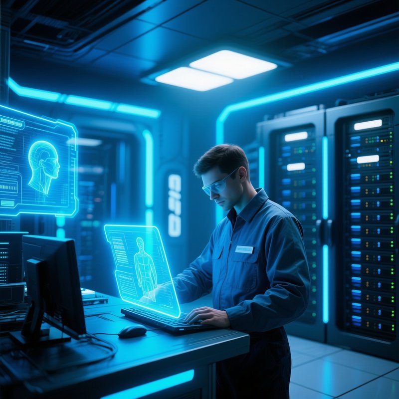 Photorealistic_Image_Technician_Blue_Lit_Server_Corridor_2