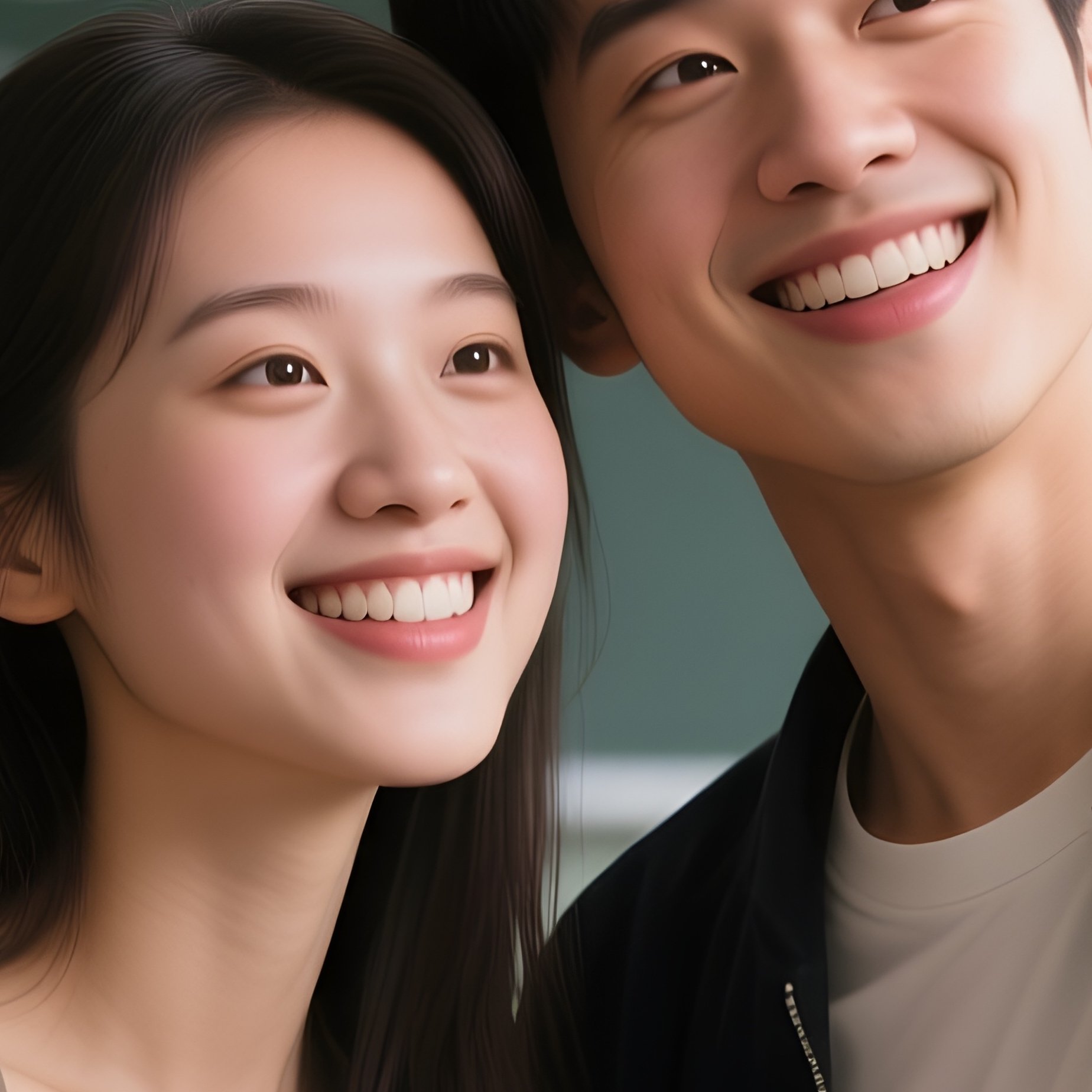 Photorealistic Image: Two Friends Trying To Take A Selfie Without The Teacher Noticing. - Full Resolution Quality Preview