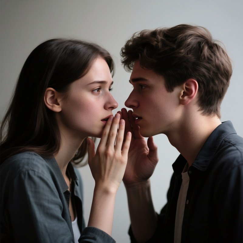 Photorealistic Image: Two Friends Whispering Dramatically About Absolutely Nothing Important.