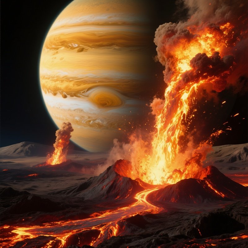 Photorealistic Imagery Of Io Volcanic Eruptions Glowing Lava