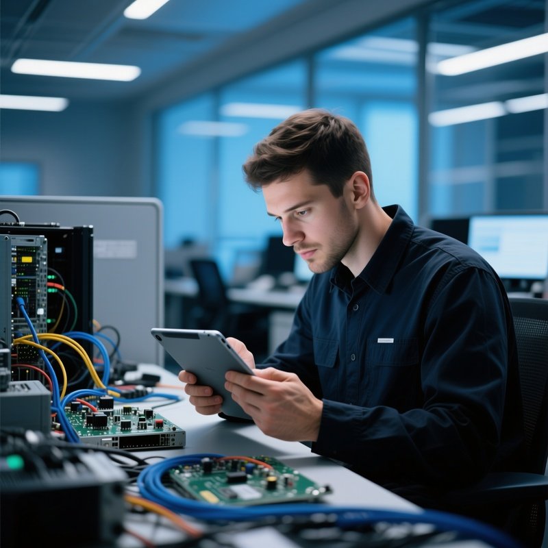 Photorealistic It Engineer With Digital Tablet