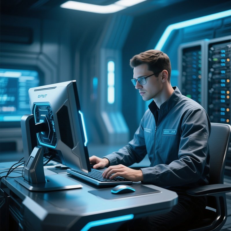 Photorealistic It Specialist Repairing Desktop Pc Science Fiction 2