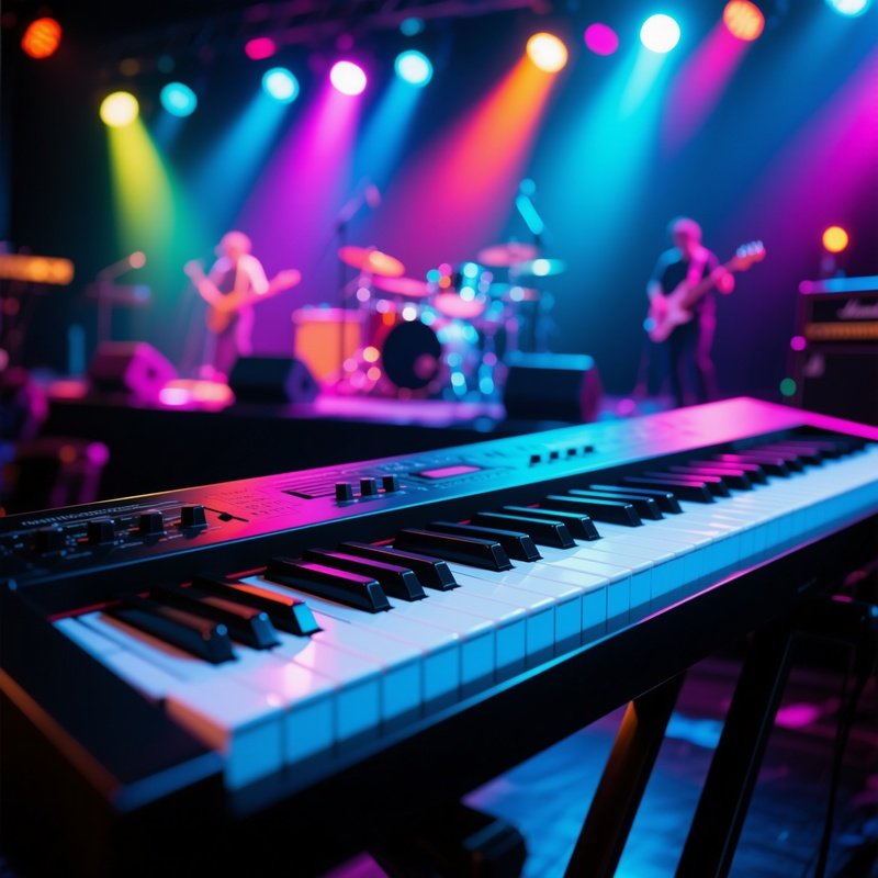 Photorealistic Keyboard Glowing Keys Music