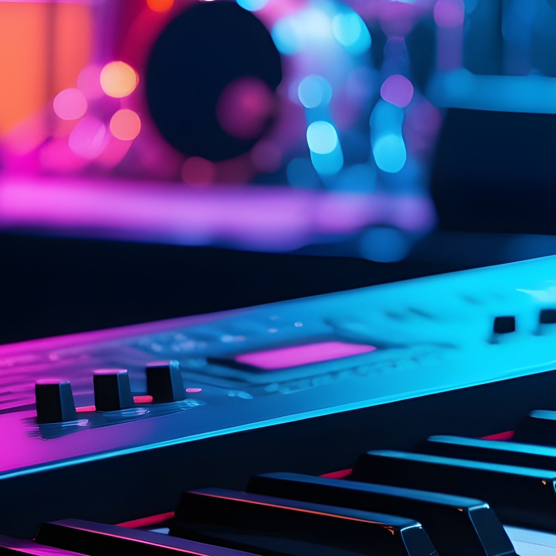 Photorealistic Keyboard Glowing Keys Music - Full Resolution Quality Preview