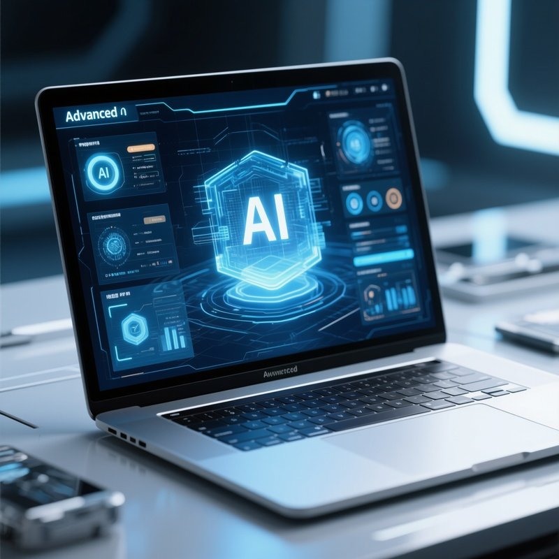 Photorealistic Laptop With Ai Interface On Screen