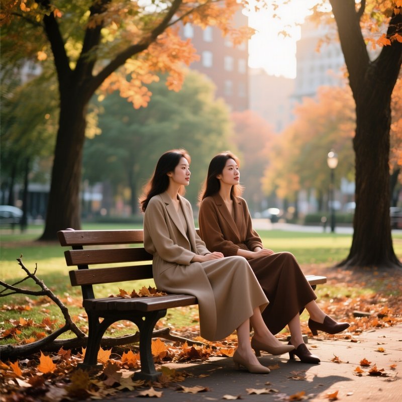 Photorealistic Late Afternoon Park Bench Scene