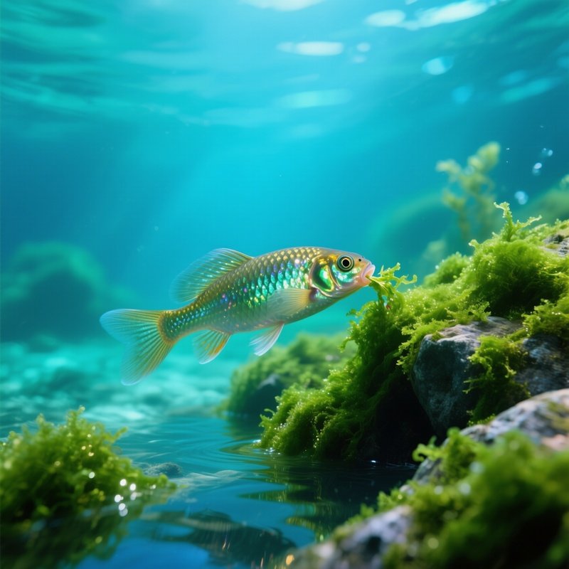 Photorealistic Molly Fish Grazing On Algae