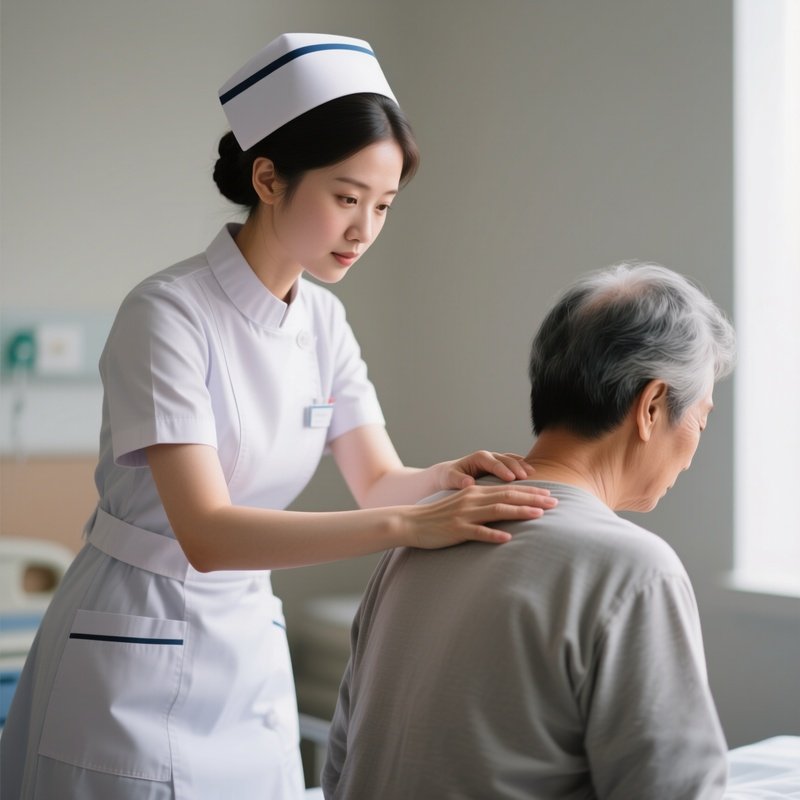 Photorealistic Nurse Assisting A Patient With Gentle Back Support