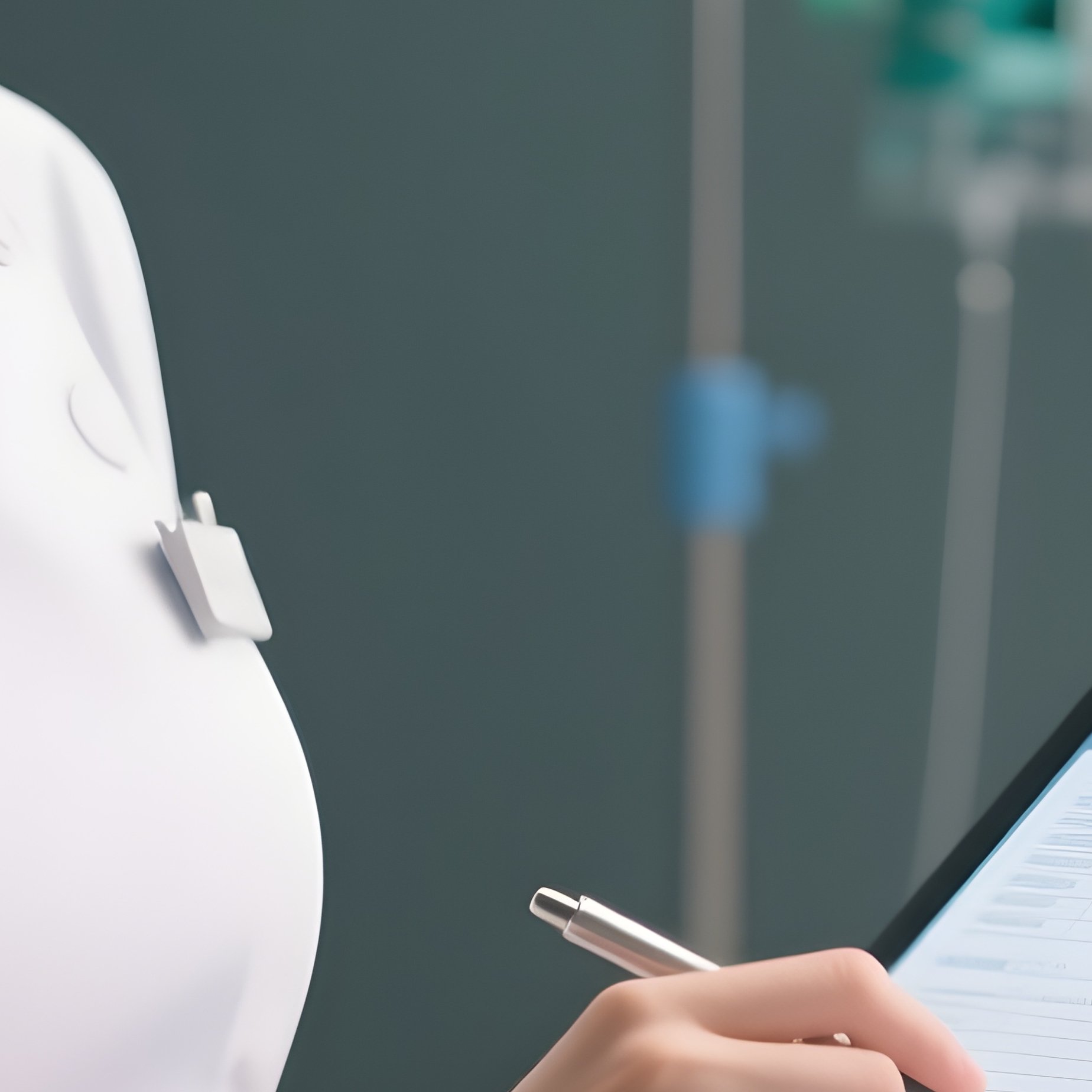 Photorealistic Nurse Checking A Digital Chart At The Bedside - Full Resolution Quality Preview