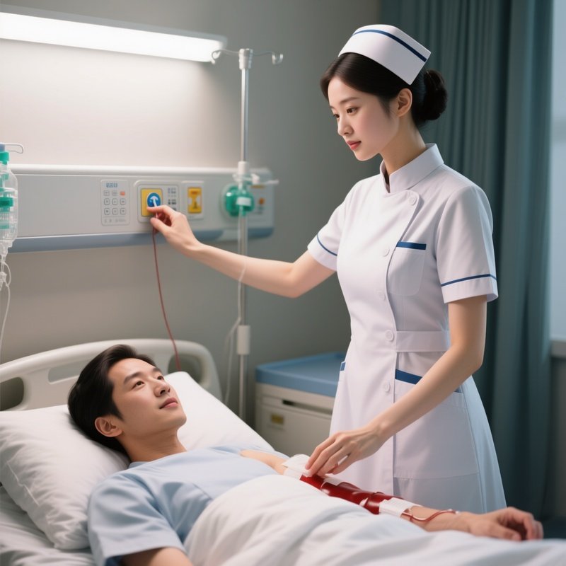 Photorealistic Nurse Demonstrating How To Use The Bed Control Panel