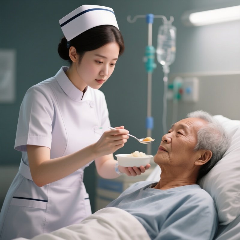 Photorealistic Nurse Feeding A Patient Carefully With A Spoon