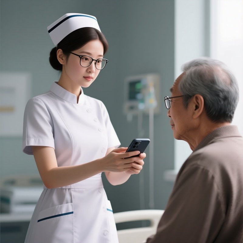 Photorealistic Nurse Handing A Patient Their Glasses Or Phone