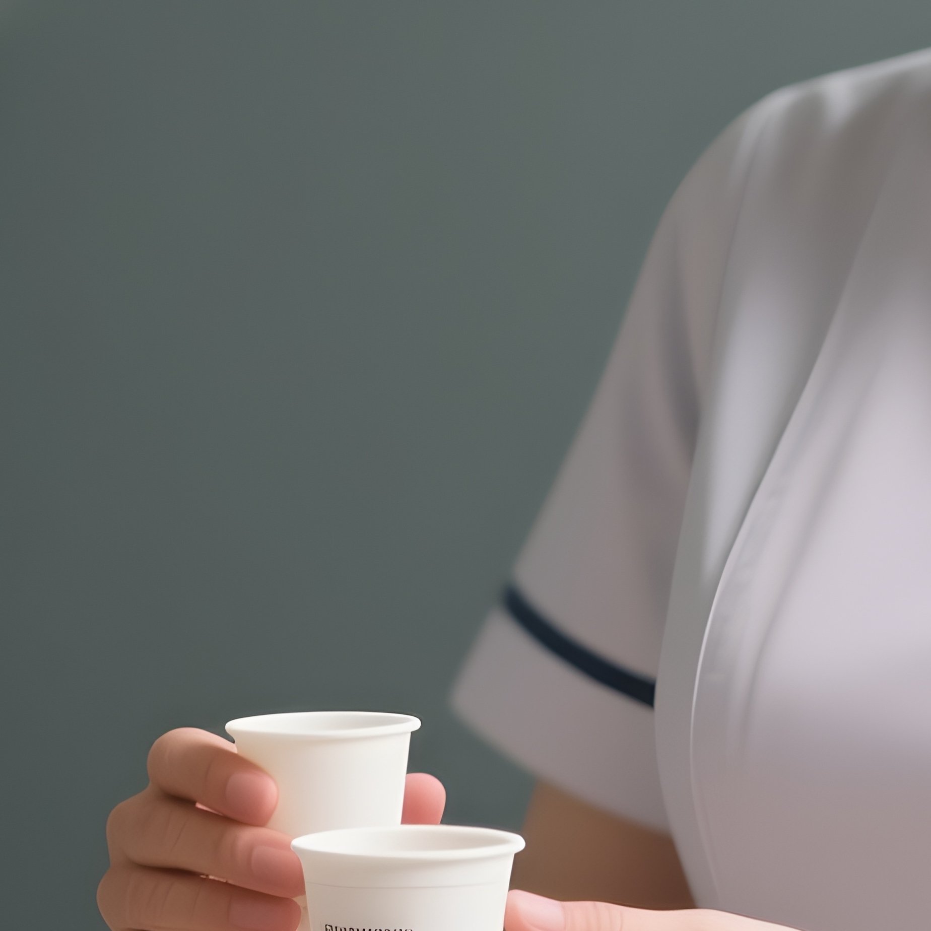 Photorealistic Nurse Handing Medication In A Small Cup To A Patient - Full Resolution Quality Preview