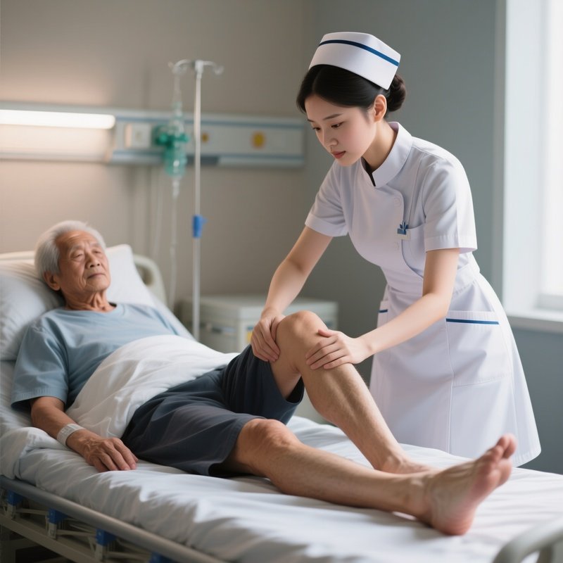 Photorealistic Nurse Helping A Patient Place Their Legs Comfortably