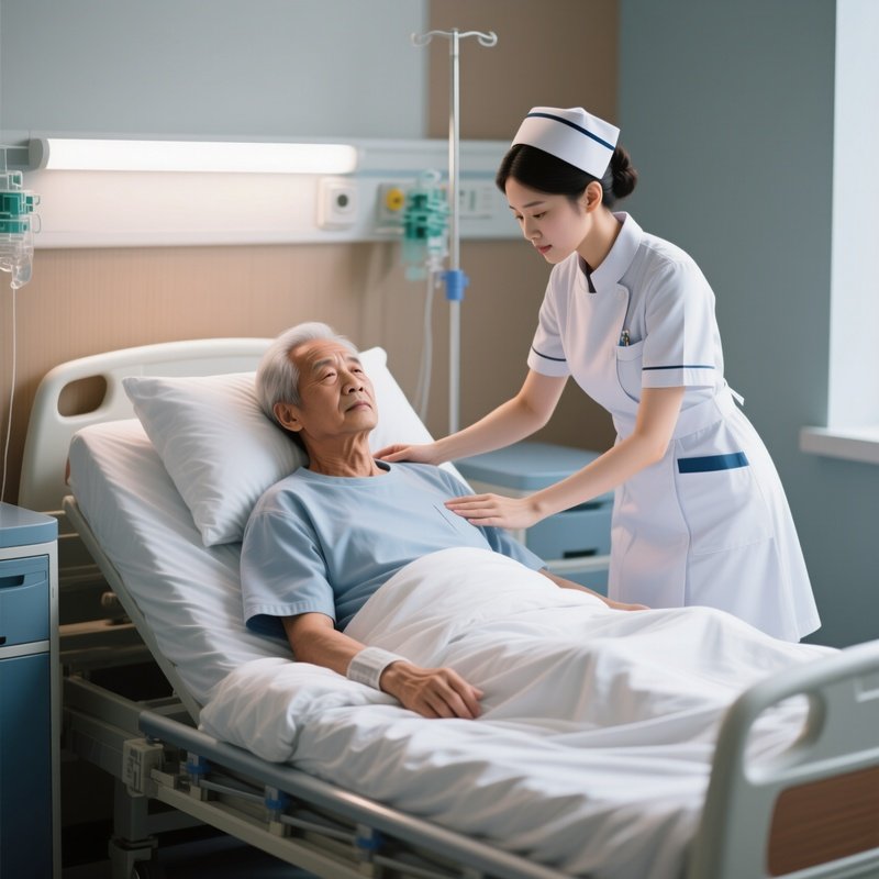 Photorealistic Nurse Helping A Patient Sit Up In A Modern Hospital Bed