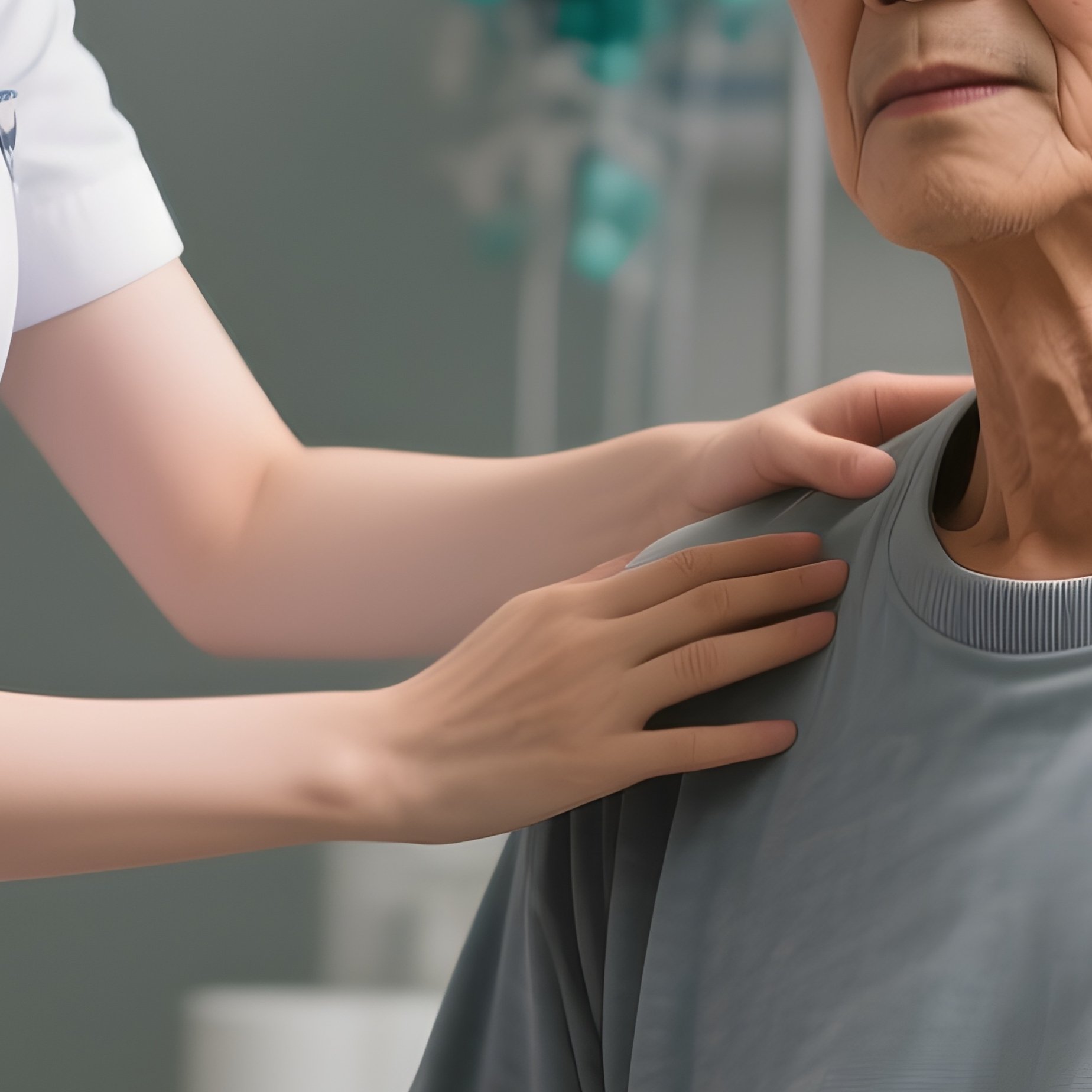 Photorealistic Nurse Supporting A Patient During Assisted Standing - Full Resolution Quality Preview