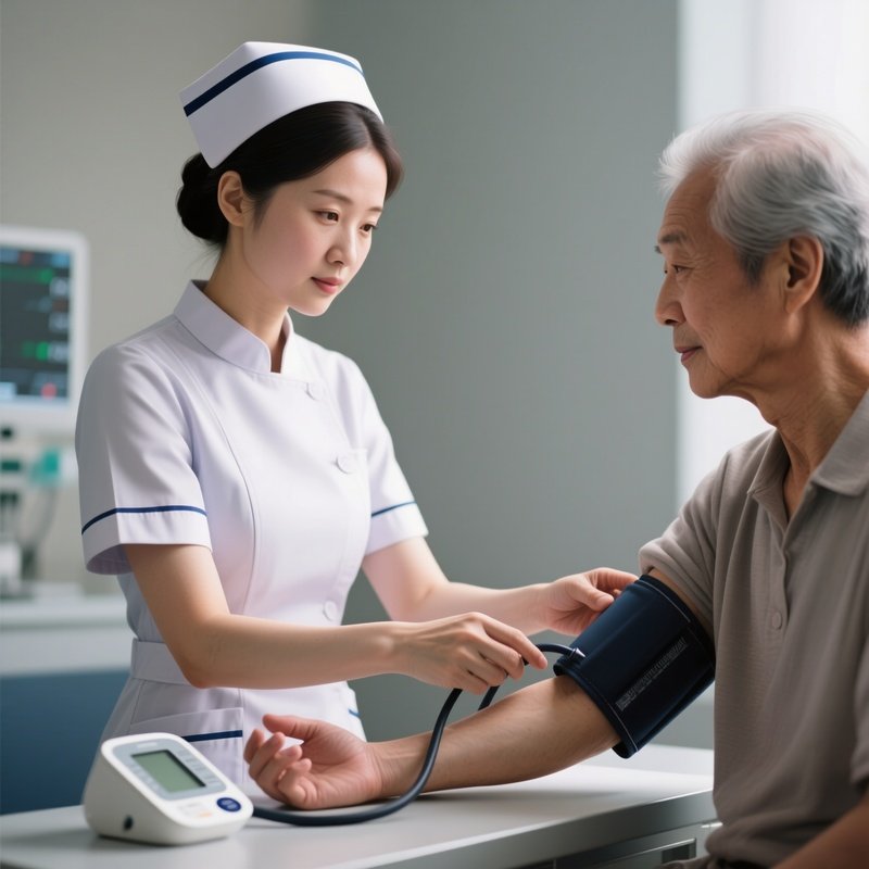 Photorealistic Nurse Taking A Patient’S Blood Pressure With An Automatic Cuff