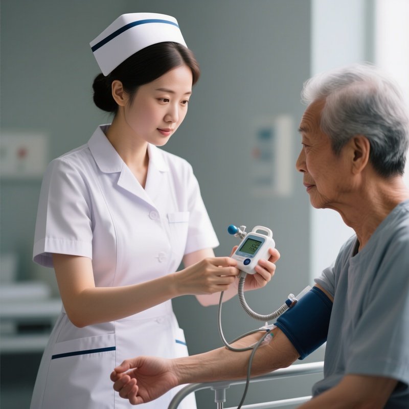 Photorealistic Nurse Teaching A Patient How To Use A Spirometer