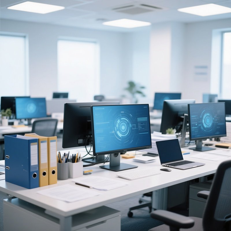 Photorealistic Office Multiple Monitors