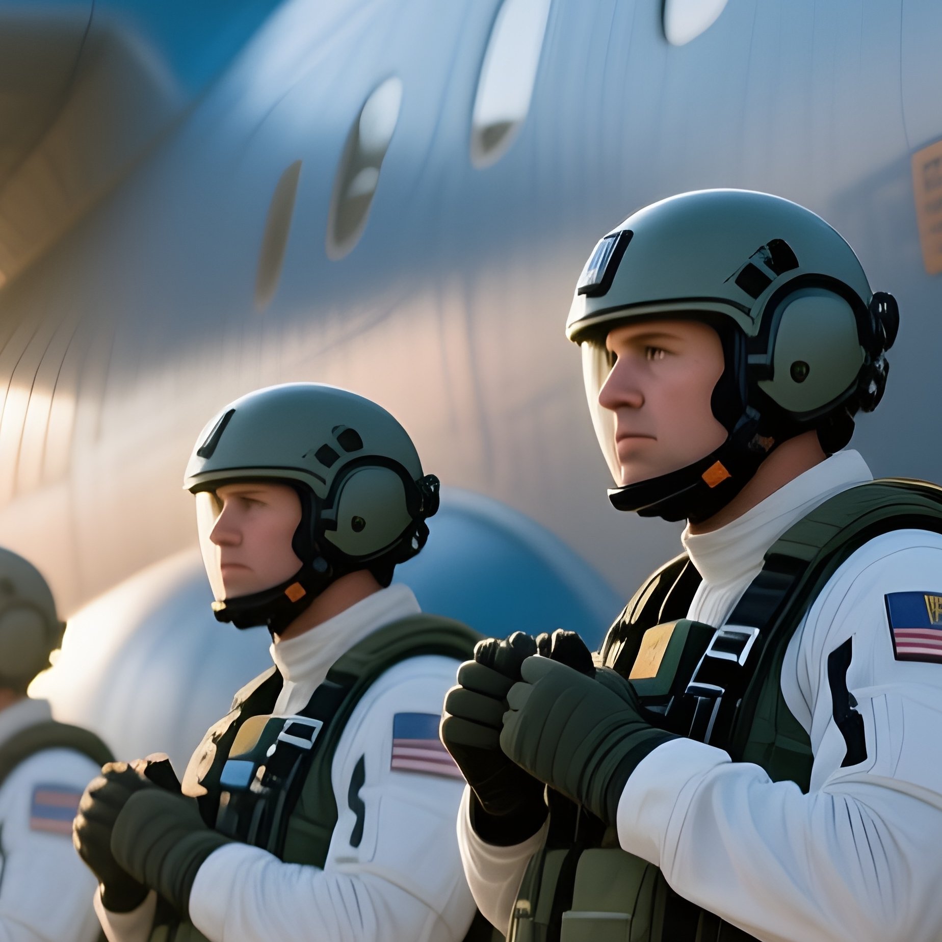 Photorealistic Paratroopers Ready By Plane - Full Resolution Quality Preview