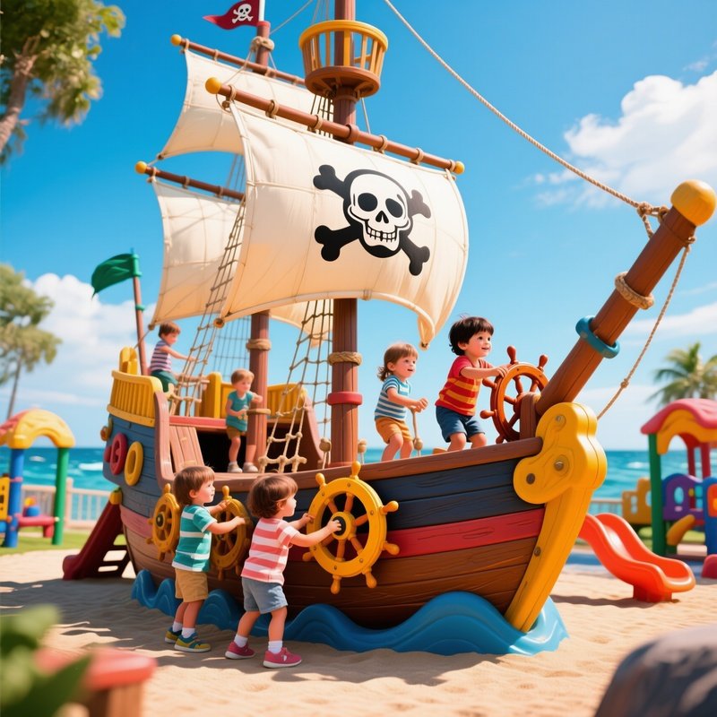 Photorealistic Pirate Ship Play Structure