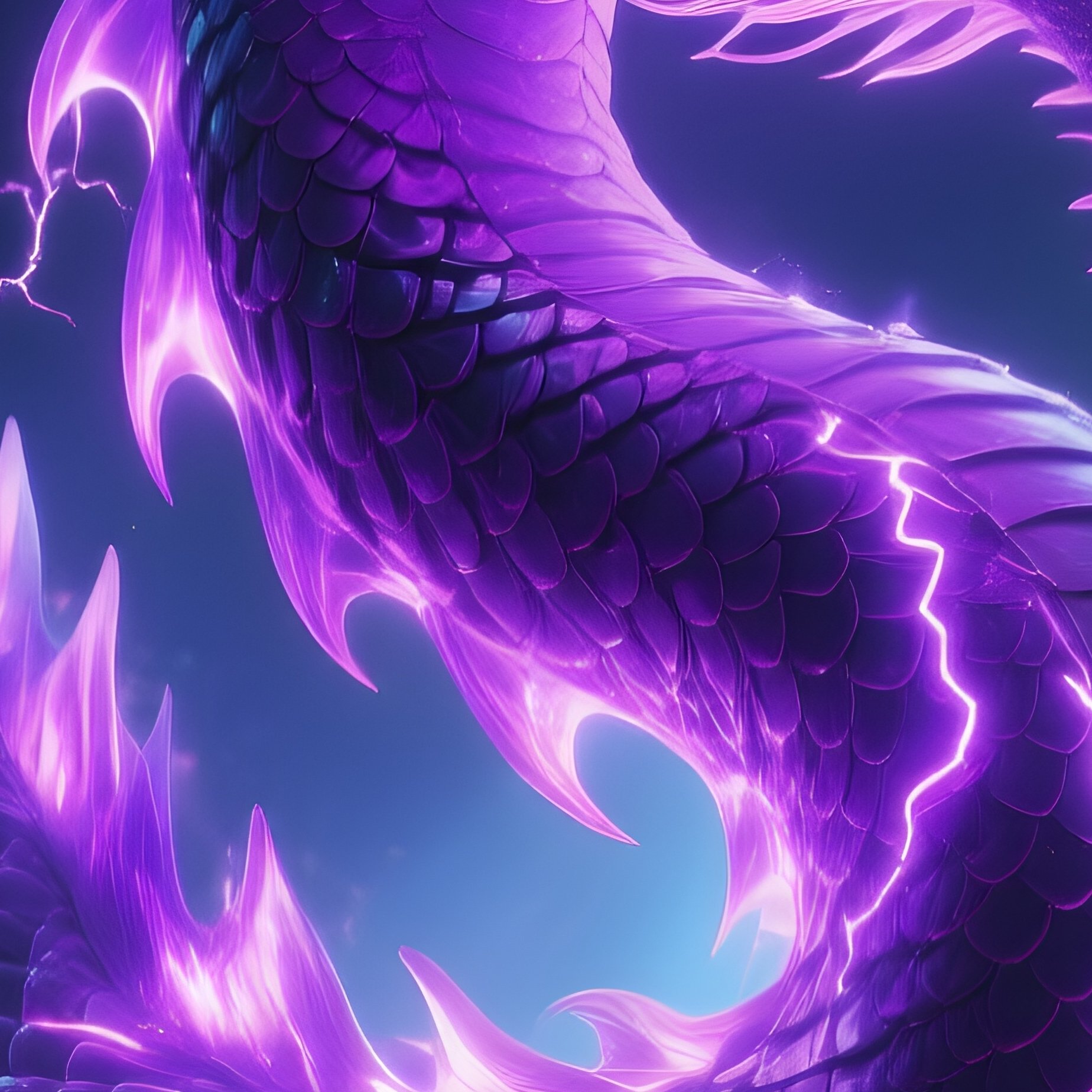 Photorealistic Plasma Dragon Radiating Violet Lightning - Full Resolution Quality Preview