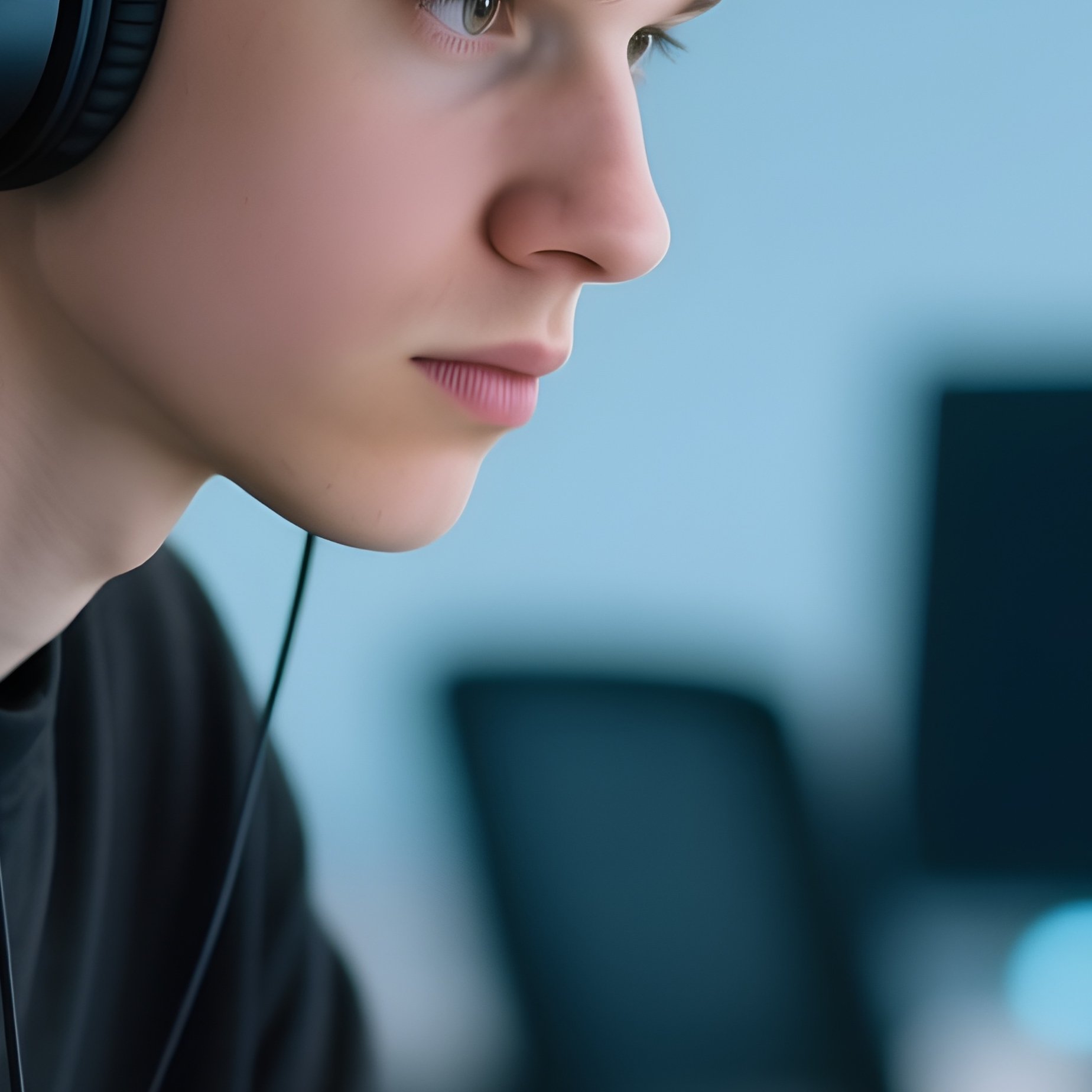 Photorealistic Programmer Wearing Headphones - Full Resolution Quality Preview
