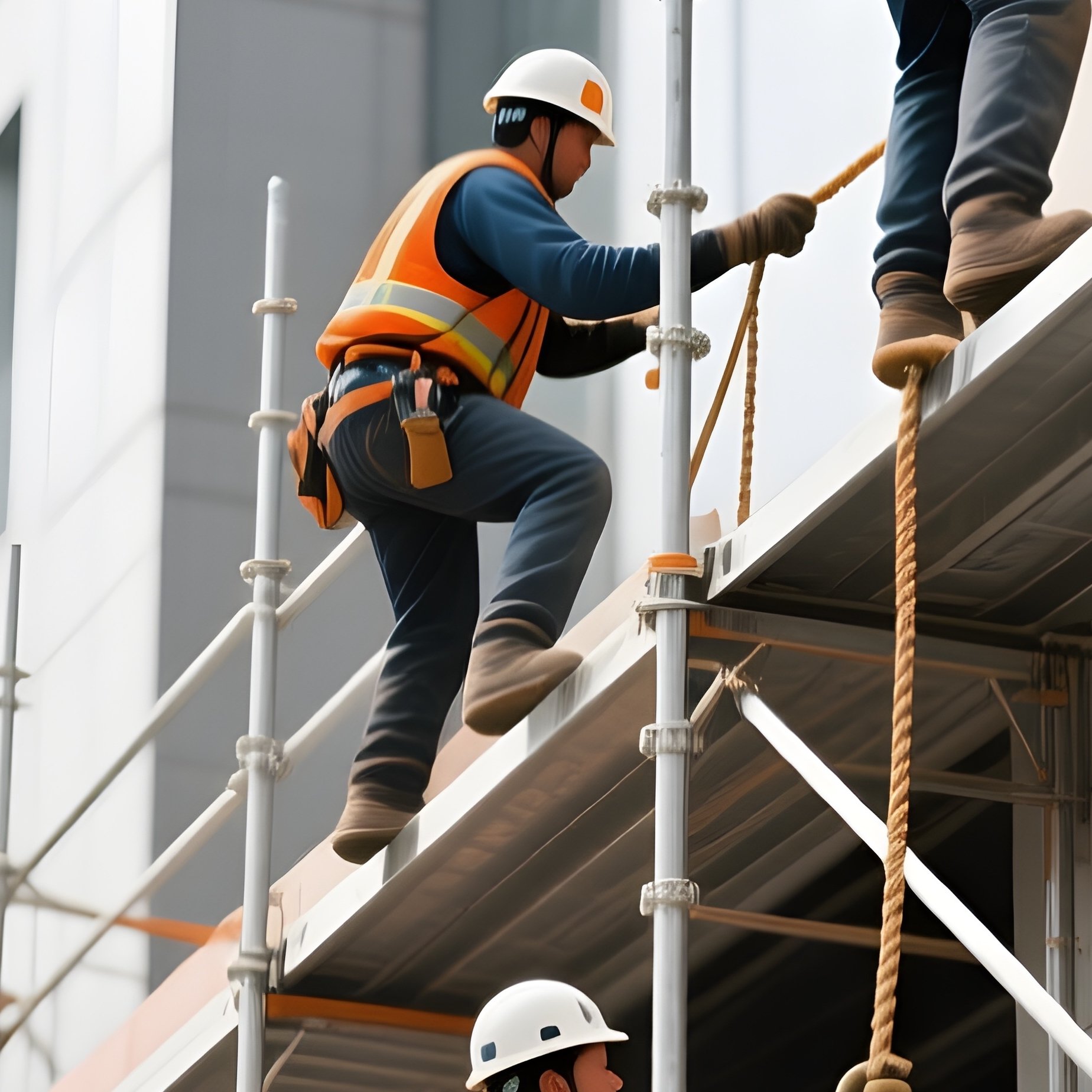 Photorealistic Scaffolding Installation On Tall Building - Full Resolution Quality Preview