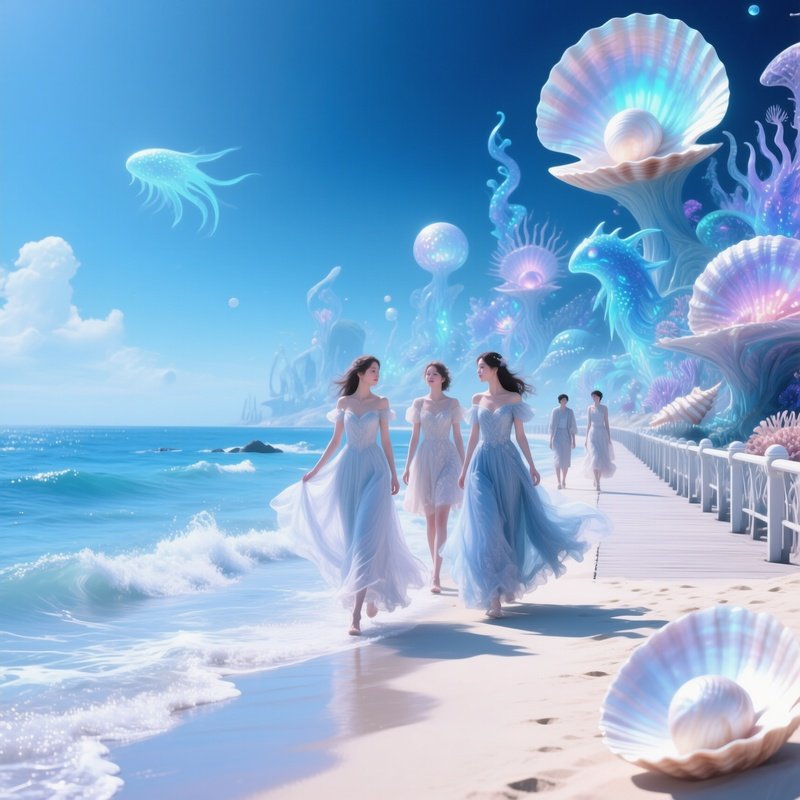 Photorealistic Seaside Boardwalk Fantasy Friends