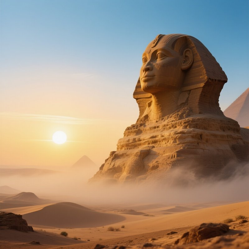 Photorealistic Sphinx Morning Sun