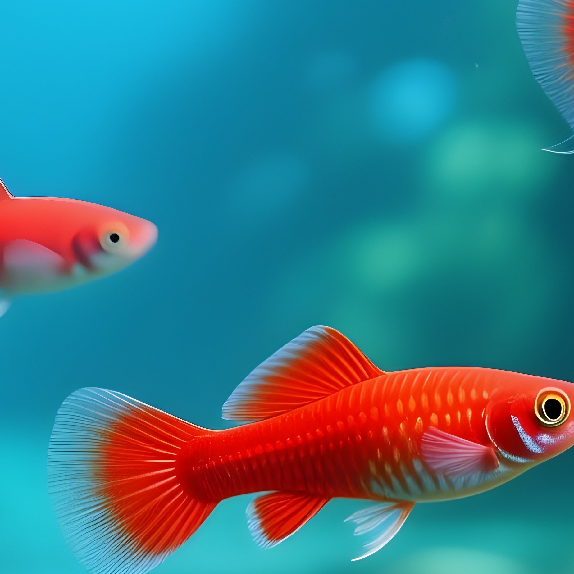 Photorealistic Swordtails Flooding Plants - Full Resolution Quality Preview