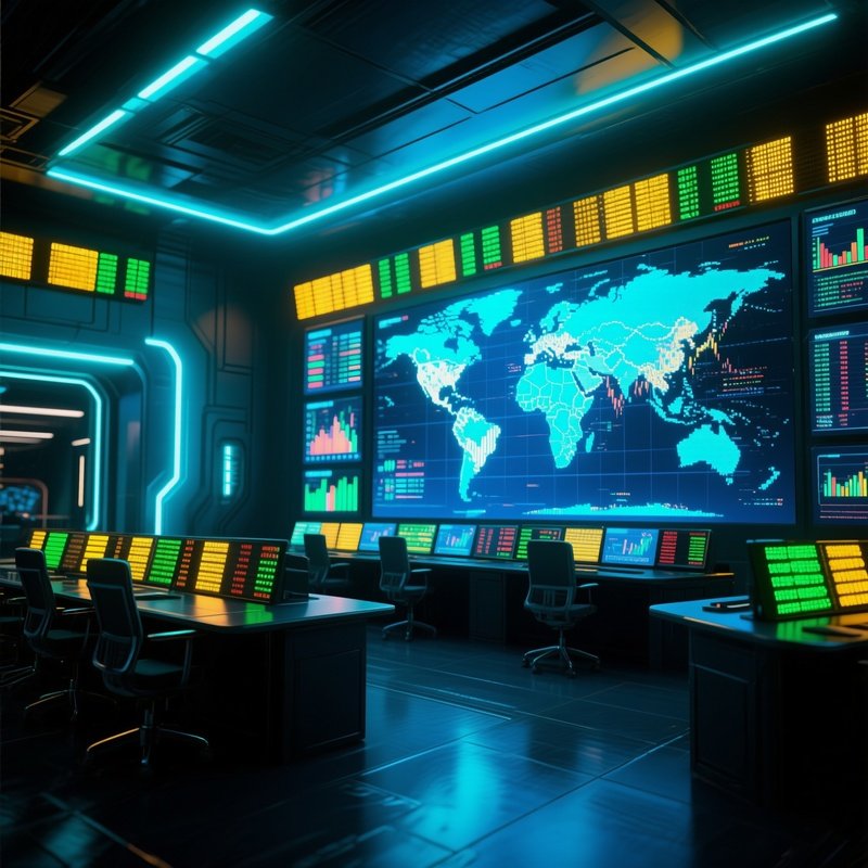 Photorealistic Trading Room Led Tickers Global Maps