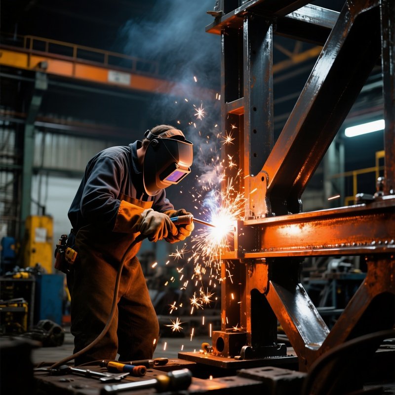 Photorealistic Welder Sparks Half Finished Frame