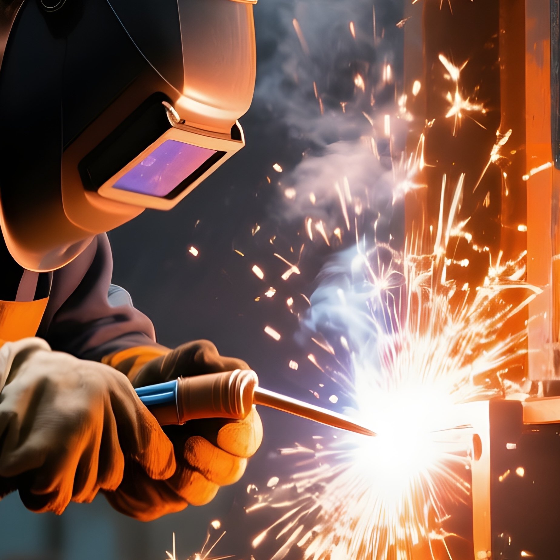 Photorealistic Welder Sparks Half Finished Frame - Full Resolution Quality Preview