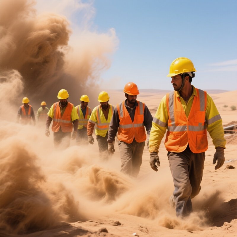 Photorealistic Workers Dust Rising