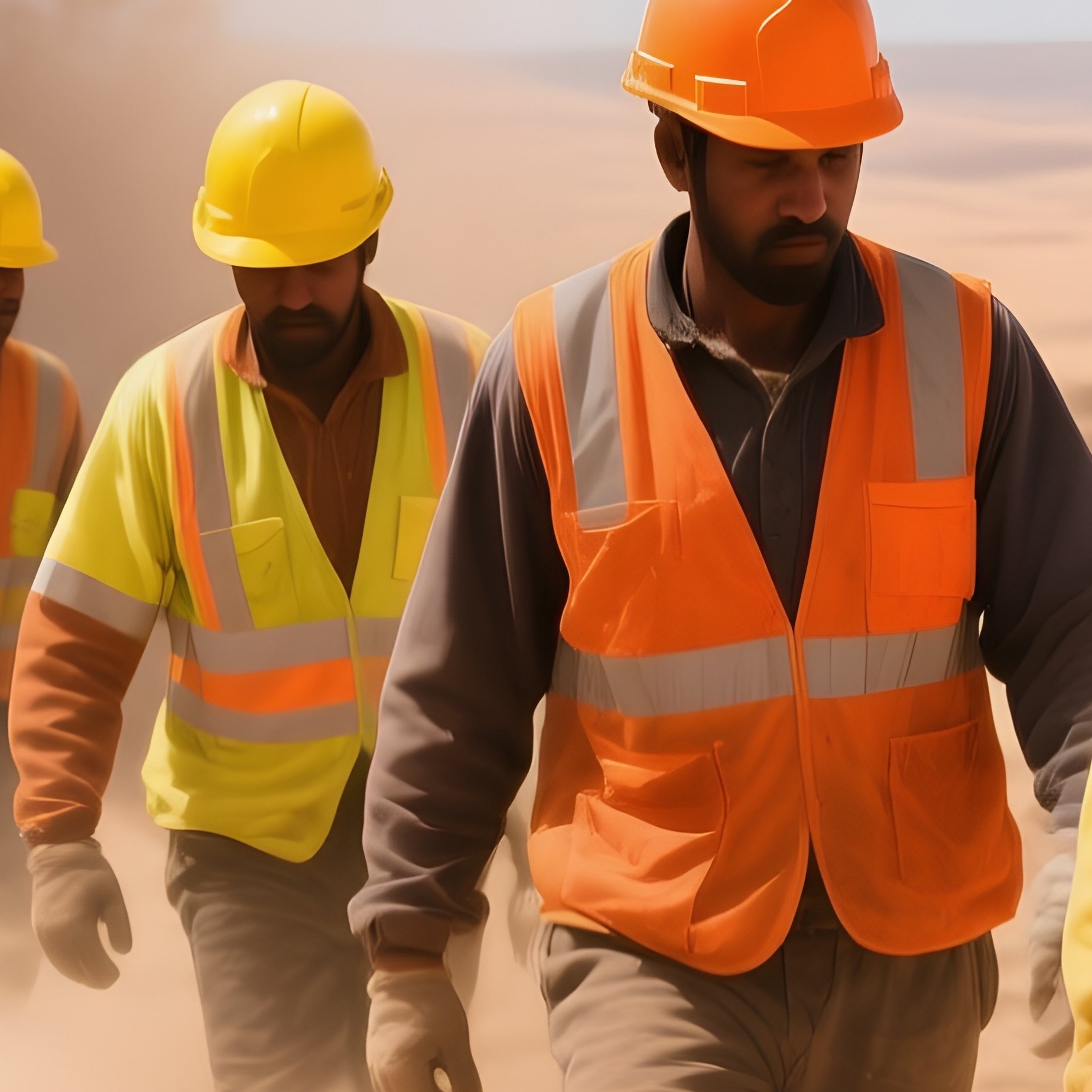 Photorealistic Workers Dust Rising - Full Resolution Quality Preview