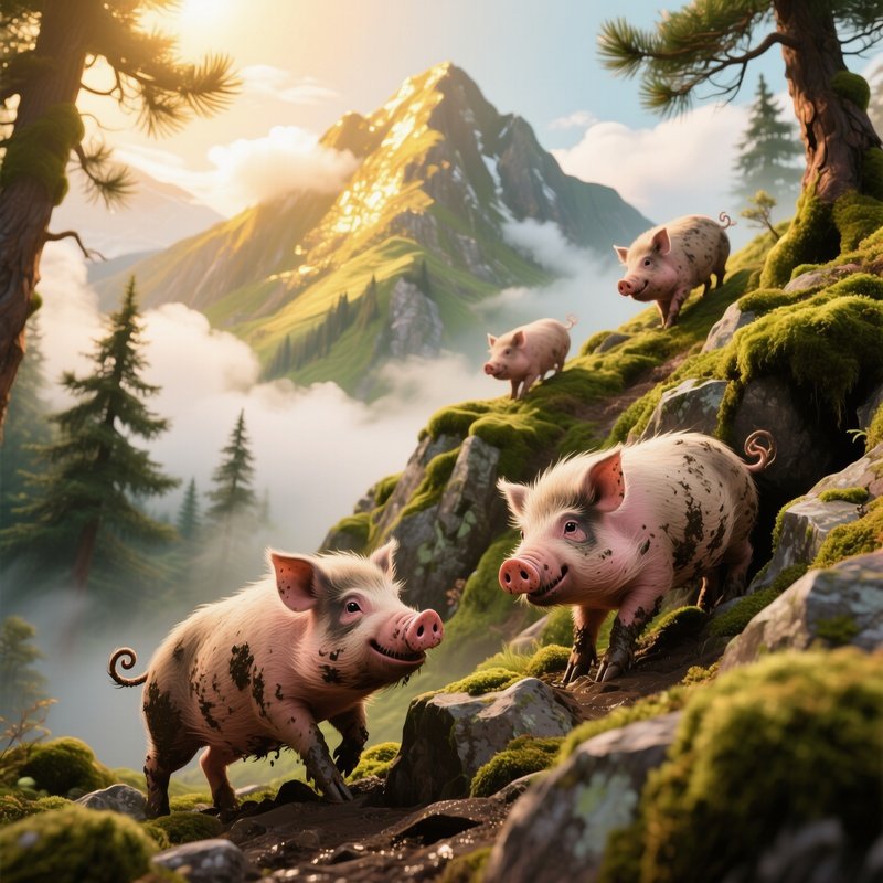 Pigs On A Mountain 1